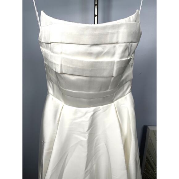 Sau Lee Heidi Strapless Pleated Bridal Wedding White Maxi Gown Size 0 - Picture 4 of 11